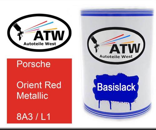Porsche, Orient Red Metallic, 8A3 / L1: 500ml Lackdose, von ATW Autoteile West.